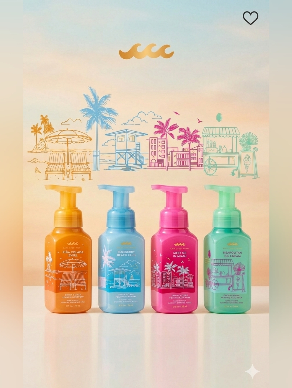 Bath & Body Works Foaming Hand Soap Set - Orange, Blue, Pink, Green